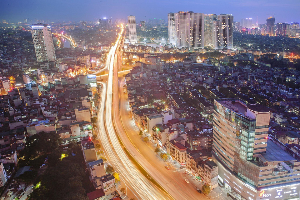 Một phần quận Đống Đa và quận Thanh Xuân dọc theo trục đường Sơn Tây và Nguyễn Trãi. (Ảnh: Trọng Đạt/TTXVN)