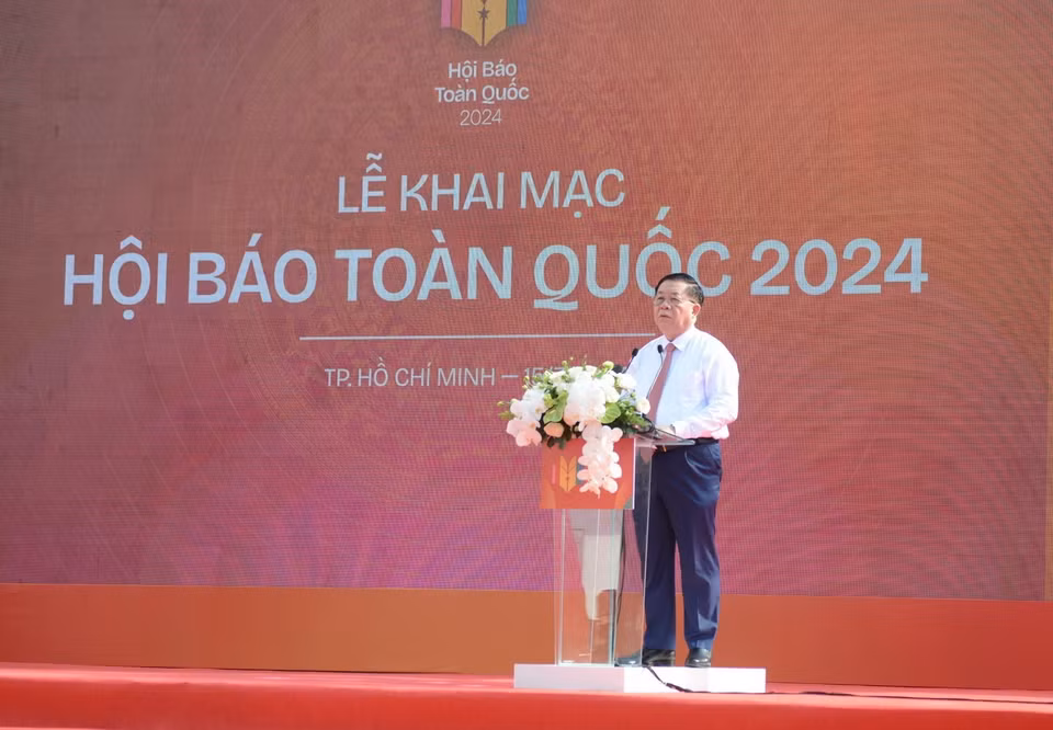 Đồng chí Nguyễn Trọng Nghĩa, Bí thư Trung ương Đảng, Trưởng Ban Tuyên giáo Trung ương phát biểu. Ảnh: Thu Hương - TTXVN
