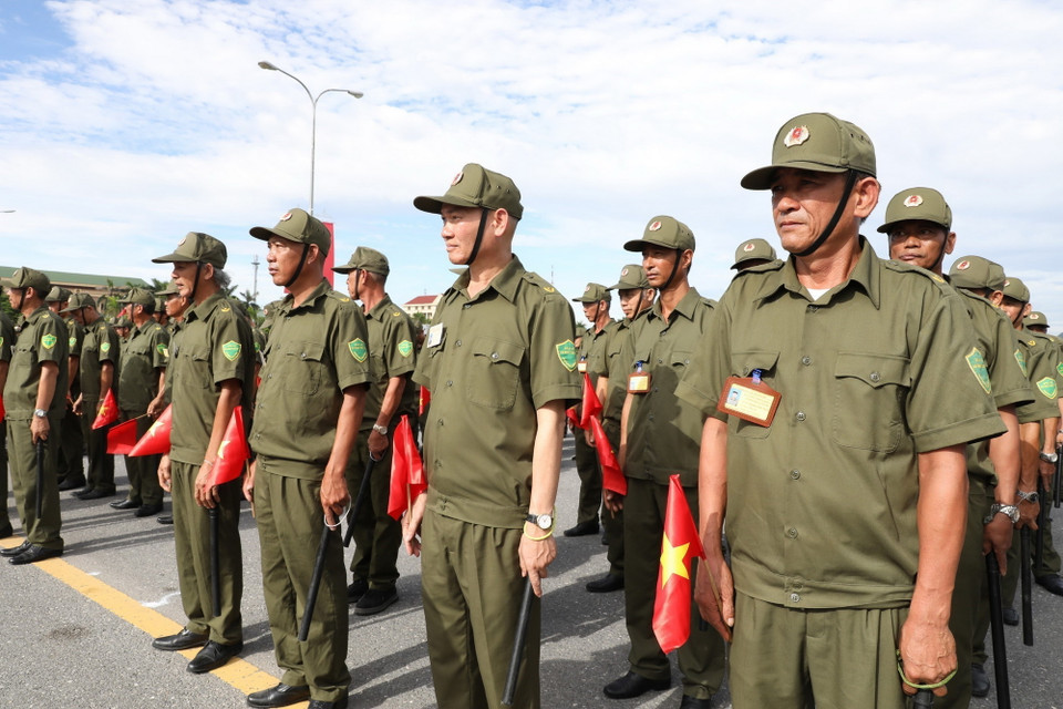 Ninh Bình ra mắt lực lượng tham gia bảo vệ an ninh, trật tự ở cơ sở. (Ảnh: Đức Phương/TTXVN)