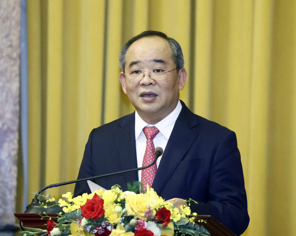 Chủ nhiệm văn phòng Chủ tịch nước Lê Khánh Hải phát biểu. (Ảnh: TTXVN)