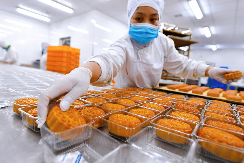 Bánh do Công ty cổ phần Suất ăn hàng không Nội Bài (NCS) thiết kế và sản xuất. (Ảnh: CTV/Vietnam+)