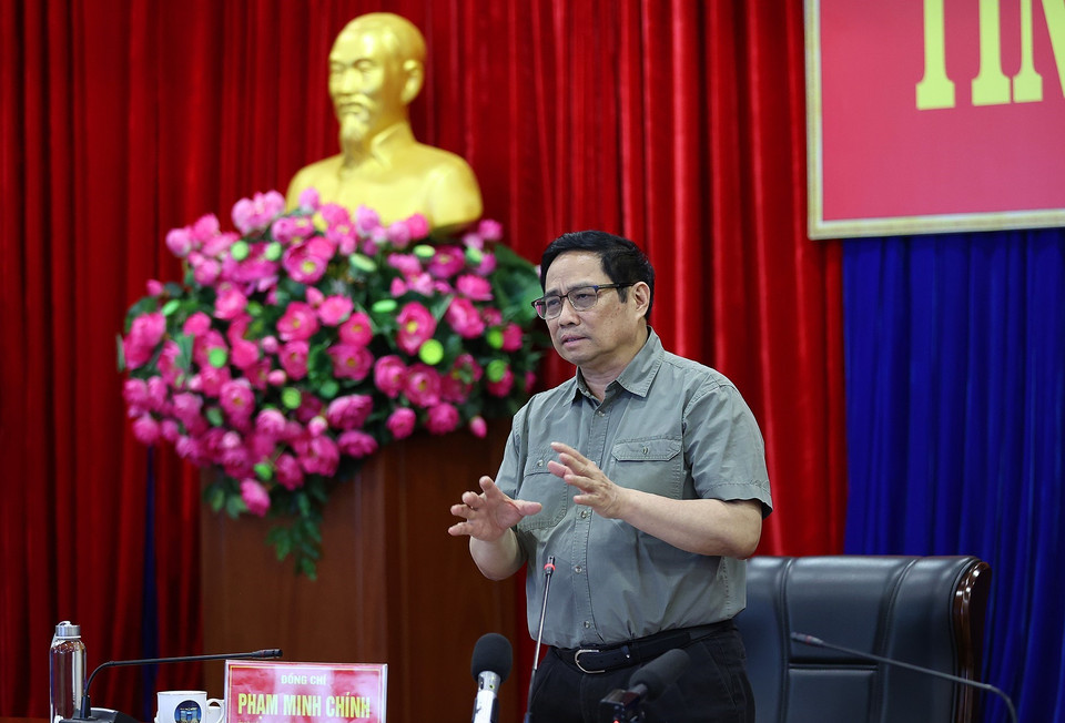 Thủ tướng Phạm Minh Chính kết luận buổi làm việc. (Ảnh: Dương Giang/TTXVN)