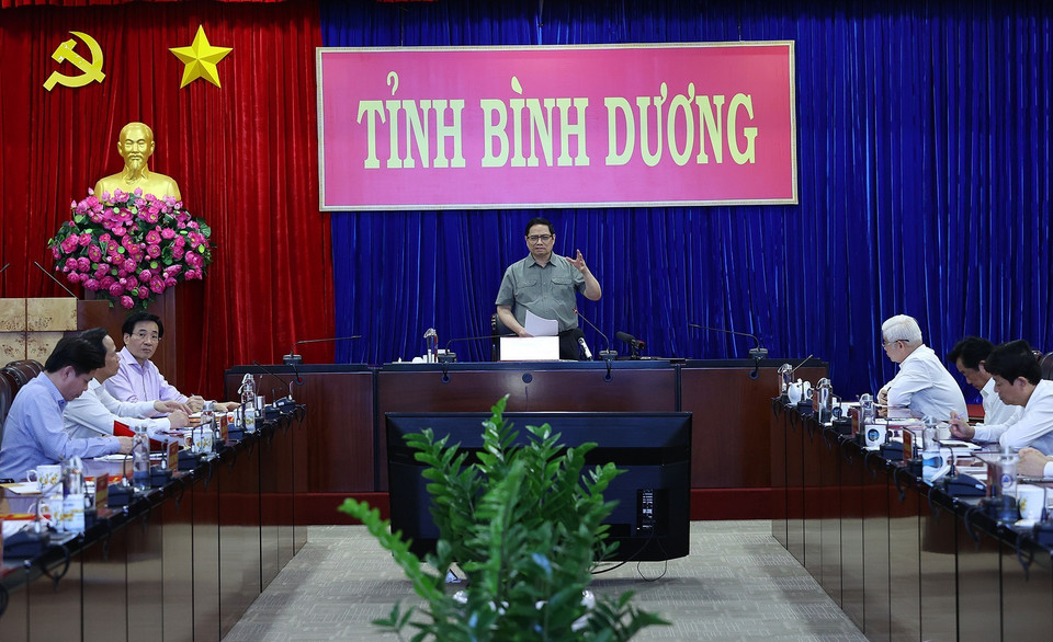 Thủ tướng Phạm Minh Chính kết luận buổi làm việc. (Ảnh: Dương Giang/TTXVN)