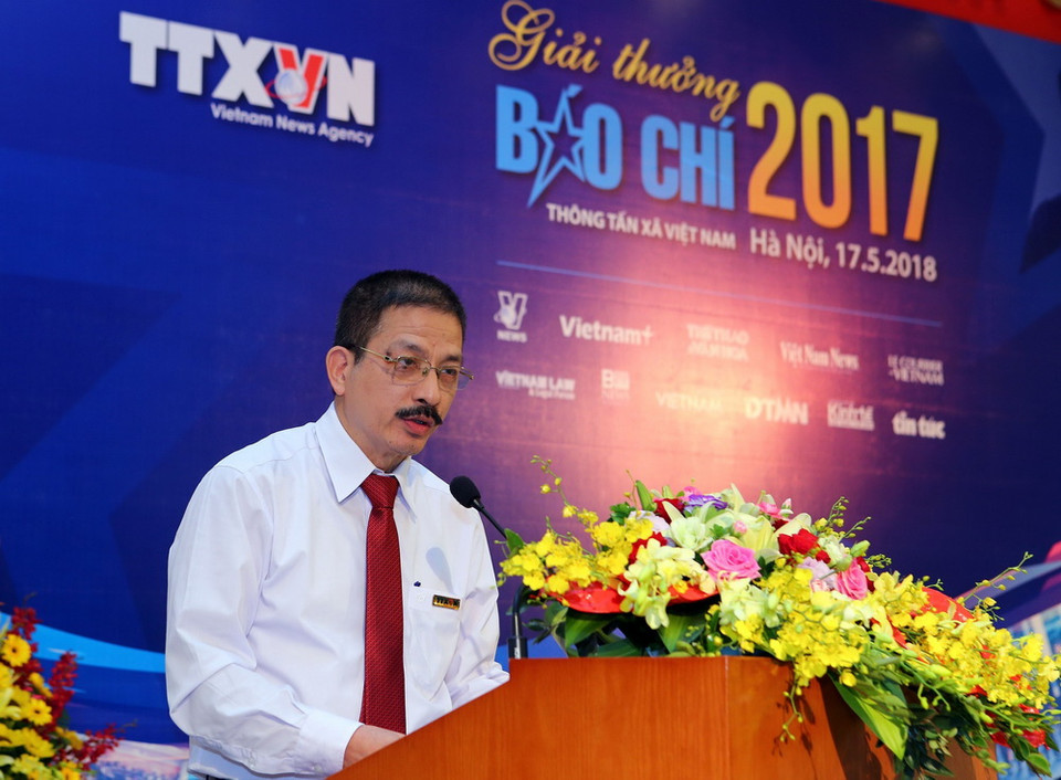 Ông Lê Quang Sơn, Trưởng Ban Tổ chức Thông tấn xã Việt Nam, phát biểu tại buổi lễ. (Ảnh: Danh Lam/TTXVN)