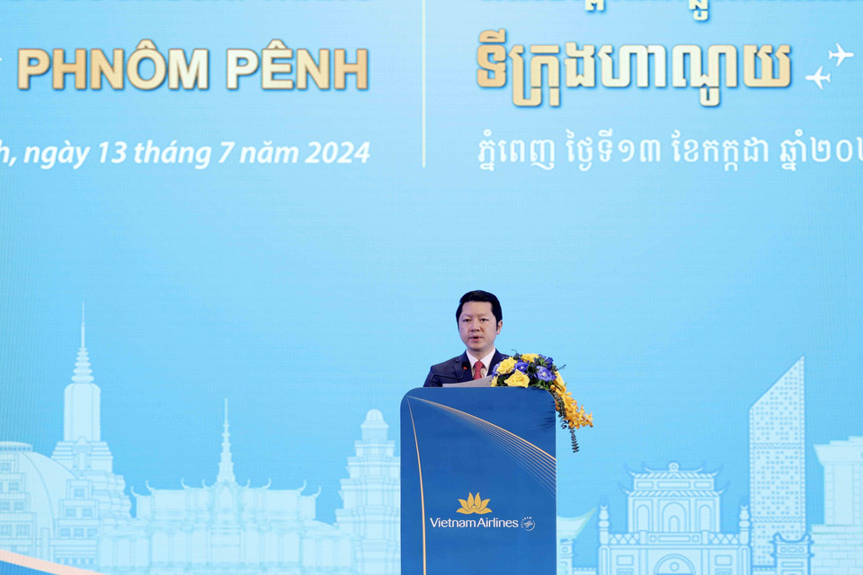 Bộ trưởng Bộ Du lịch Campuchia Sok Soken phát biểu. (Ảnh: Nhan Sáng/TTXVN)