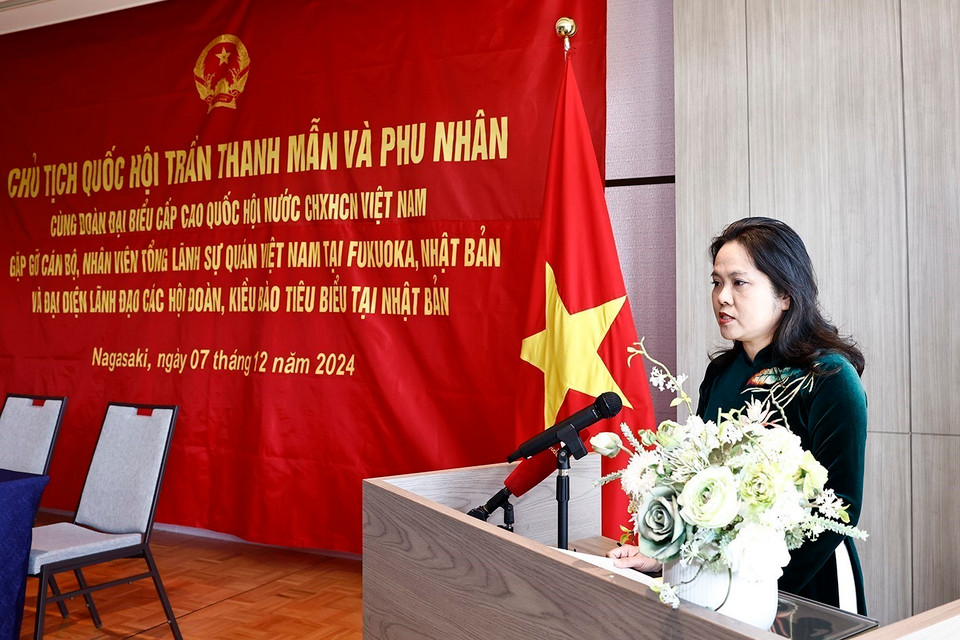 Tổng lãnh sự Việt Nam tại Fukuoka Vũ Chi Mai phát biểu. (Ảnh: Doãn Tấn/TTXVN)