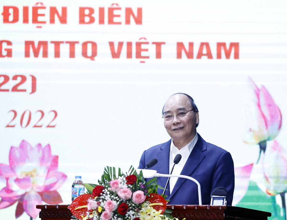 Chủ tịch nước Nguyễn Xuân Phúc phát biểu. (Ảnh: Thống Nhất/TTXVN)