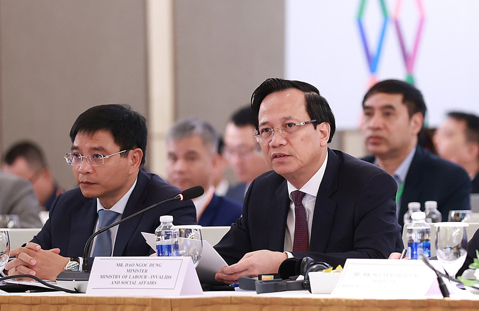 Bộ trưởng Bộ Lao động-Thương binh và Xã hội Đào Ngọc Dung phát biểu. (Ảnh: Dương Giang/TTXVN)