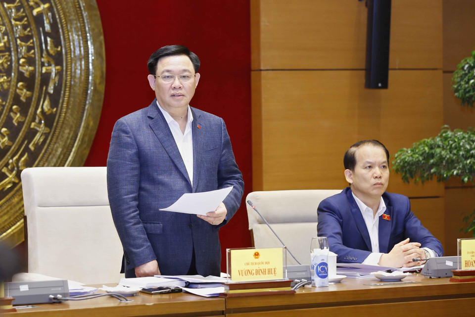 Chủ tịch Quốc hội Vương Đình Huệ phát biểu. (Ảnh: Doãn Tấn/TTXVN)