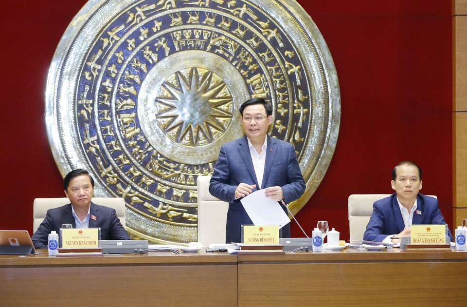 Chủ tịch Quốc hội Vương Đình Huệ phát biểu. (Ảnh: Doãn Tấn/TTXVN)