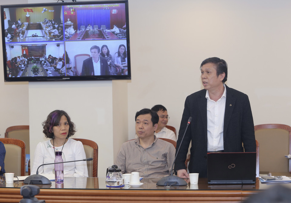 Trưởng Ban Biên tập Ảnh Lê Trí Dũng phát biểu. (Ảnh: Hoàng Hiếu/TTXVN)