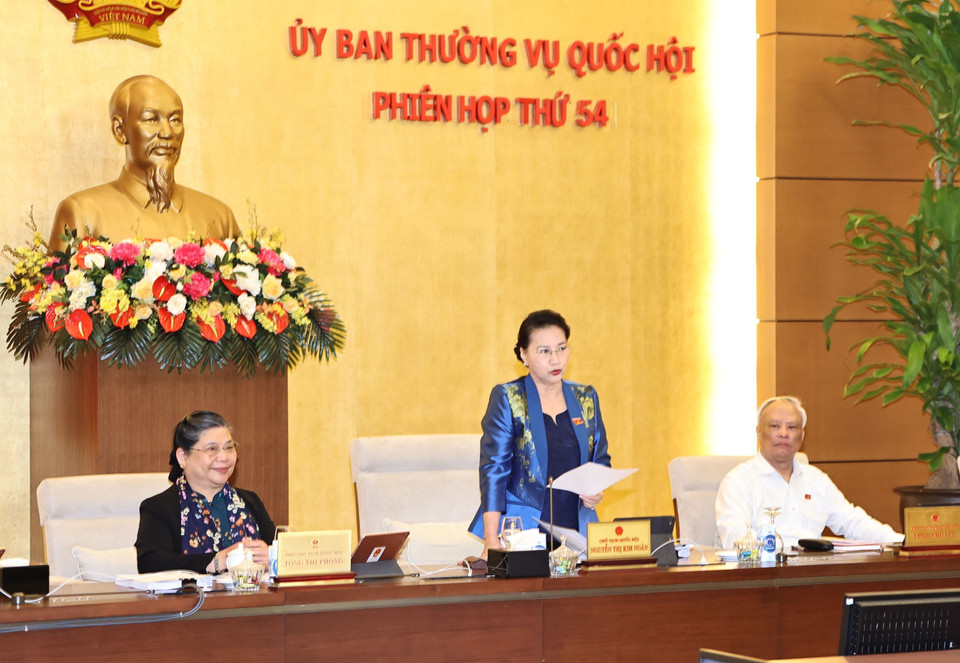 Chủ tịch Quốc hội Nguyễn Thị Kim Ngân phát biểu khai mạc. (Ảnh: Trọng Đức/TTXVN)