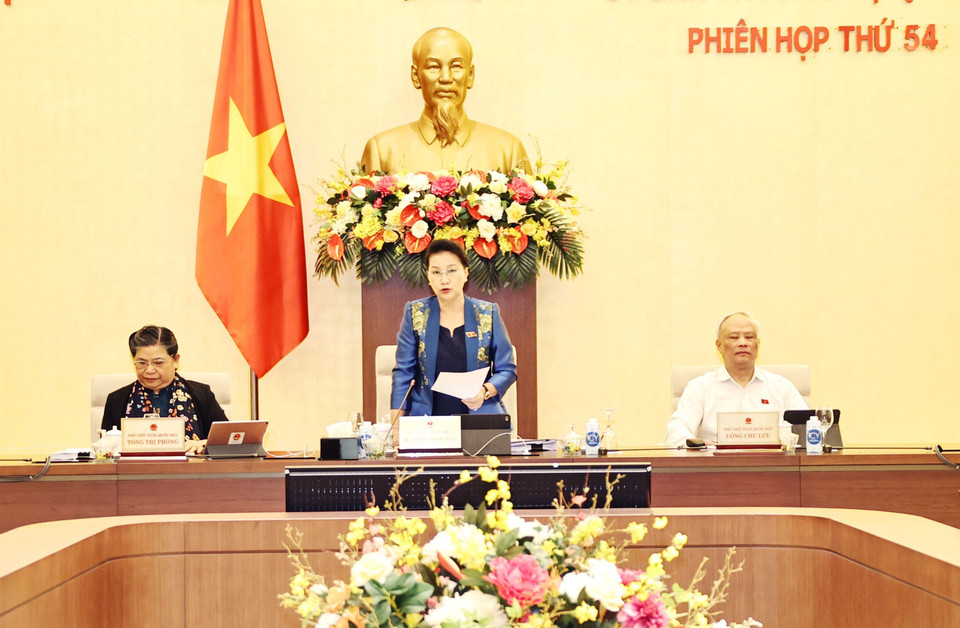 Chủ tịch Quốc hội Nguyễn Thị Kim Ngân phát biểu khai mạc. (Ảnh: Trọng Đức/TTXVN)