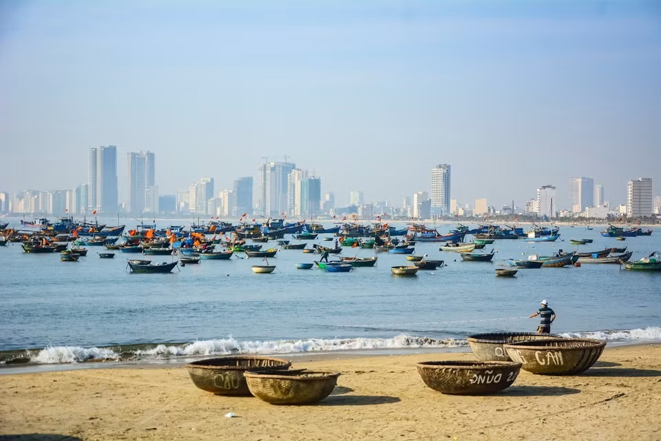 Bãi biển mân thái dưới chân núi Sơn Trà. (Ảnh: Văn Dũng/TTXVN)