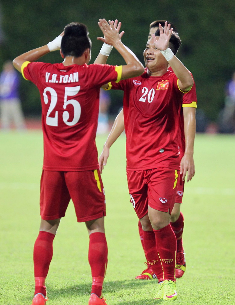 ... mở đầu cho chiến thắng 4-0 của U23 Việt Nam trước U23 Timor Leste, qua đó vào bán kết. (Ảnh: Quốc Khánh/TTXVN)