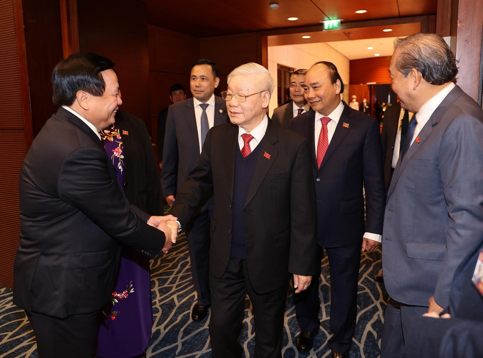 Tổng Bí thư, Chủ tịch nước Nguyễn Phú Trọng cùng các đại biểu dự phiên họp trù bị 