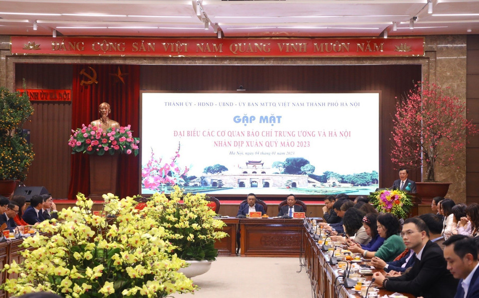 Quang cảnh buổi gặp mặt. (Ảnh: Văn Điệp/TTXVN)