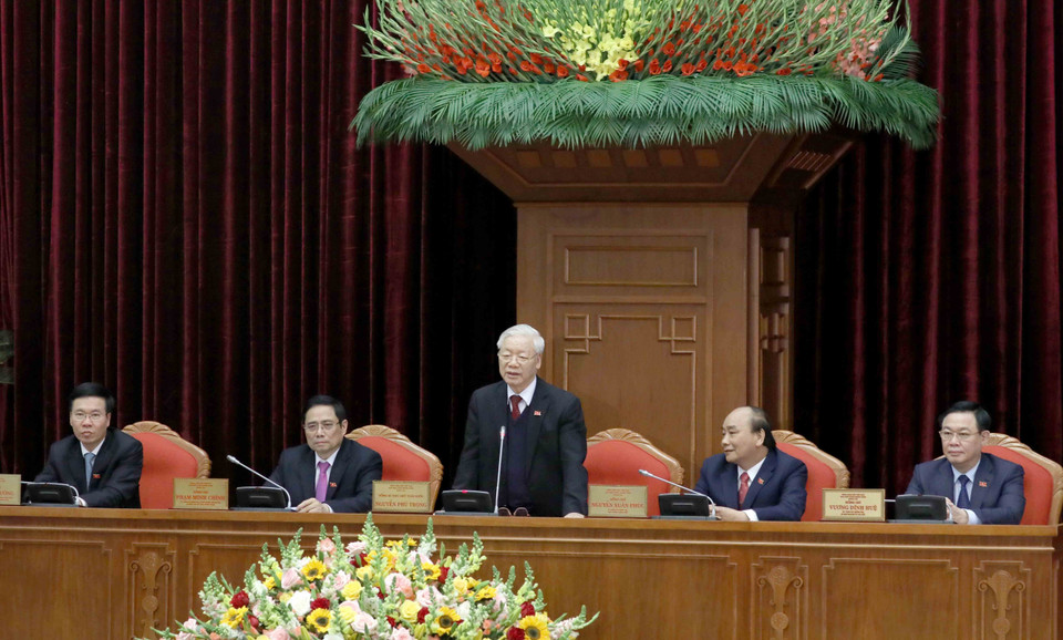 Tổng Bí thư, Chủ tịch nước Nguyễn Phú Trọng phát biểu tại hội nghị. (Ảnh: TTXVN)