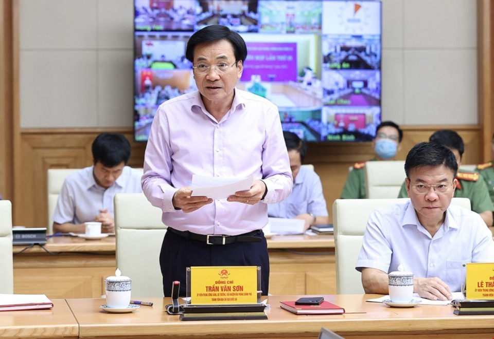 Bộ trưởng, Chủ nhiệm Văn phòng Chính phủ Trần Văn Sơn phát biểu. (Ảnh:Dương Giang/TTXVN)