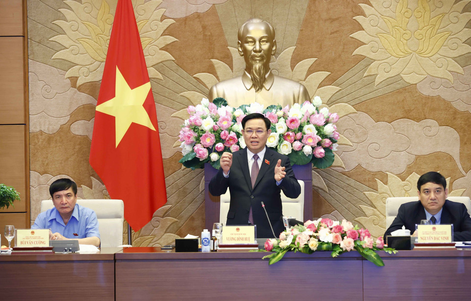 Chủ tịch Quốc hội Vương Đình Huệ phát biểu. (Ảnh: Doãn Tấn/TTXVN)