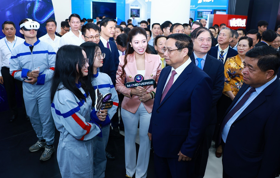 Thủ tướng Phạm Minh Chính dự Ngày hội đổi mới sáng tạo Việt Nam năm 2024. (Ảnh: Dương Giang/TTXVN)