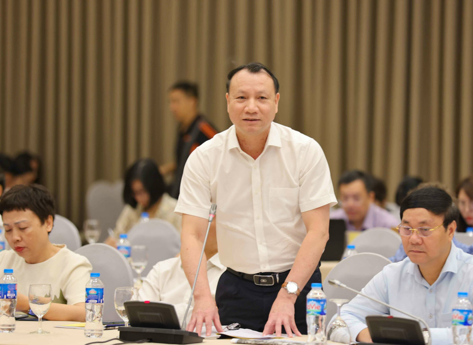 Phó Giáo sư, tiến sỹ Nguyễn Đức Sơn, Hiệu trưởng trường Đại học Sư phạm Hà Nội phát biểu tại hội nghị. (Ảnh: Thanh Tùng/TTXVN)