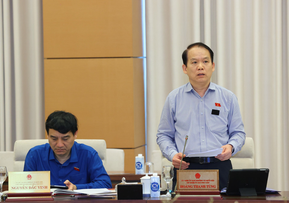 Chủ nhiệm Ủy ban Pháp luật của Quốc hội Hoàng Thanh Tùng phát biểu. (Ảnh: Văn Điệp/TTXVN)