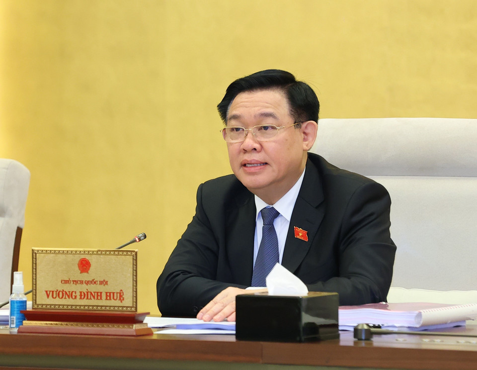 Chủ tịch Quốc hội Vương Đình Huệ phát biểu kết luận. (Ảnh: Văn Điệp/TTXVN)