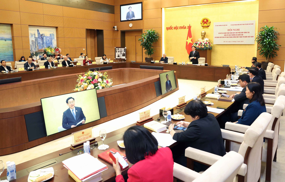 Chủ tịch Quốc hội Vương Đình Huệ phát biểu. (Ảnh: Nhan Sáng/TTXVN)