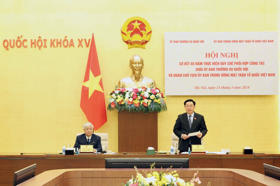 Chủ tịch Quốc hội Vương Đình Huệ phát biểu. (Ảnh: Nhan Sáng/TTXVN)