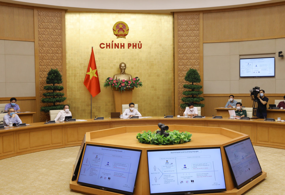 Phó Thủ tướng Vũ Đức Đam chủ trì cuộc họp. (Ảnh: Nguyễn Điệp/TTXVN)