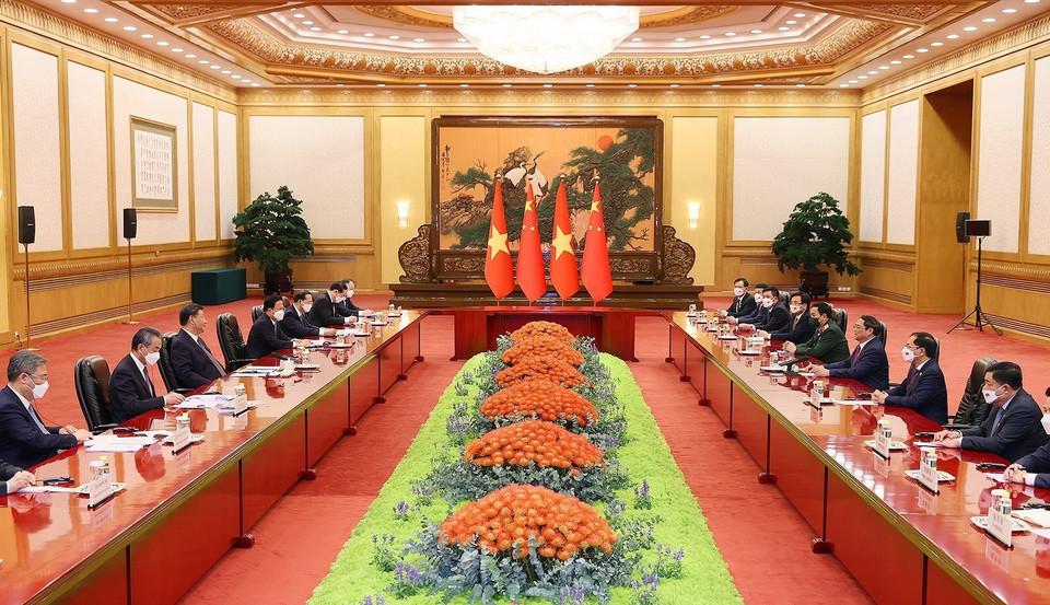 Quang cảnh buổi làm việc. (Ảnh: Dương Giang/TTXVN)