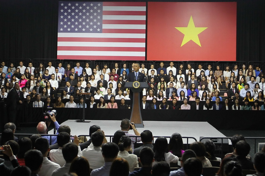 Quang cảnh cuộc gặp gỡ, giao lưu. (Ảnh: Quang Nhựt/TTXVN)