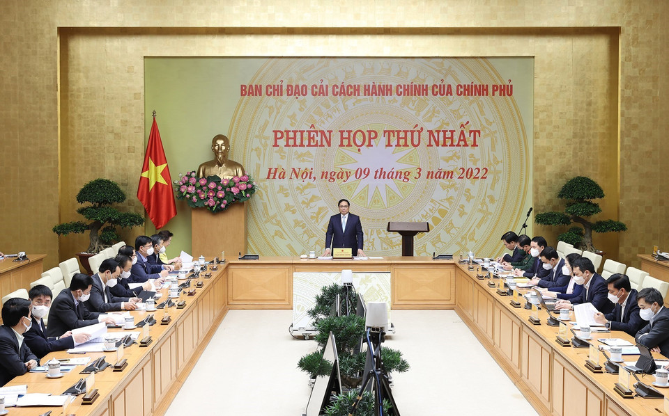 Thủ tướng Chính phủ nhấn mạnh công tác cải cách hành chính phải bám sát chủ đề điều hành năm 2022 của Chính phủ là Đoàn kết, kỷ cương; chủ động thích ứng; an toàn, hiệu quả; phục hồi, phát triển. (Ảnh: Dương Giang/TTXVN)