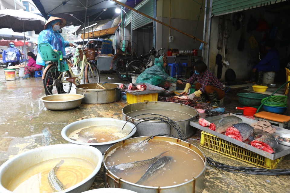 Khu chợ bán đồ thủy sản. (Ảnh: Minh Quyết/TTXVN)