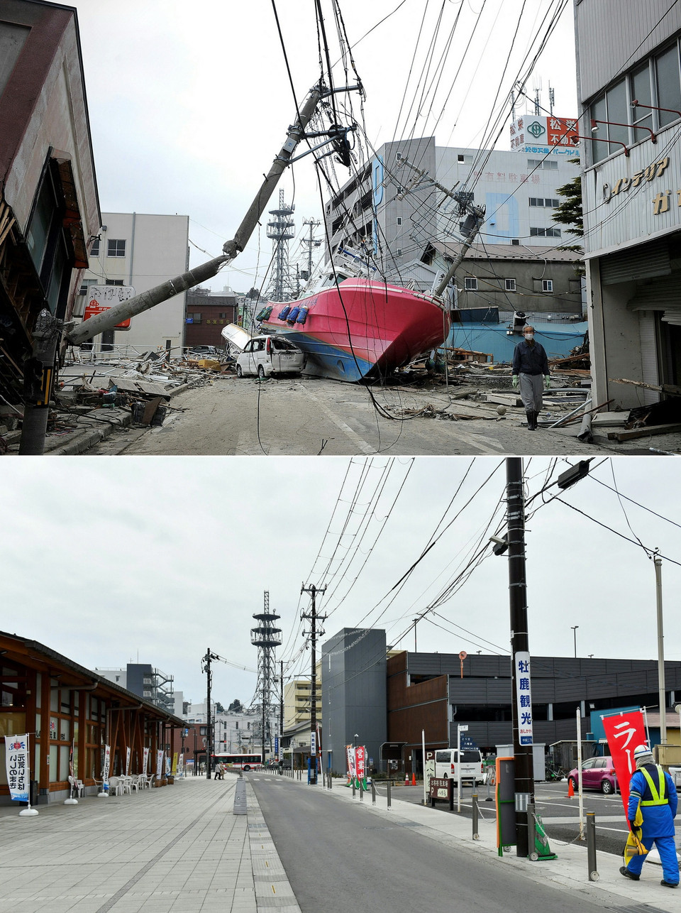 Tròn 10 năm sau thảm họa động đất và sóng thần tại vùng Đông Bắc vào ngày 11/3/2011, Nhật Bản đã nỗ lực tái thiết và phục hồi những khu vực bị tàn phá. Trong ảnh: Một khu vực tại Ishinomaki, tỉnh Miyagi, Nhật Bản, được xây dựng lại sau khi bị tàn phá do thảm họa động đất và sóng thần năm 2011. (Ảnh: AFP/TTXVN)