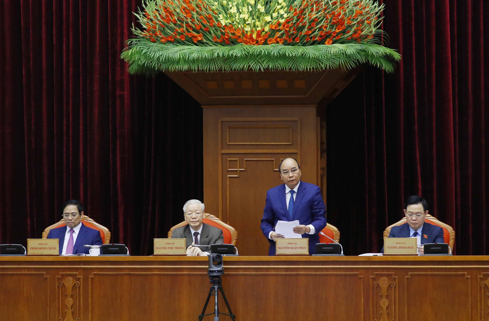 Chủ tịch nước Nguyễn Xuân Phúc điều hành hội nghị. (Ảnh: Phương Hoa/TTXVN)
