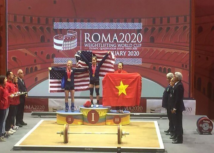 Đội tuyển cử tạ Việt Nam kết thúc thành công World Cup Cử tạ thế giới 2020 tại Rome (Italy) khi giành được 10 Huy chương vàng, 2 Huy chương bạc, 2 Huy chương đông HCĐ. Ảnh: TTXVN