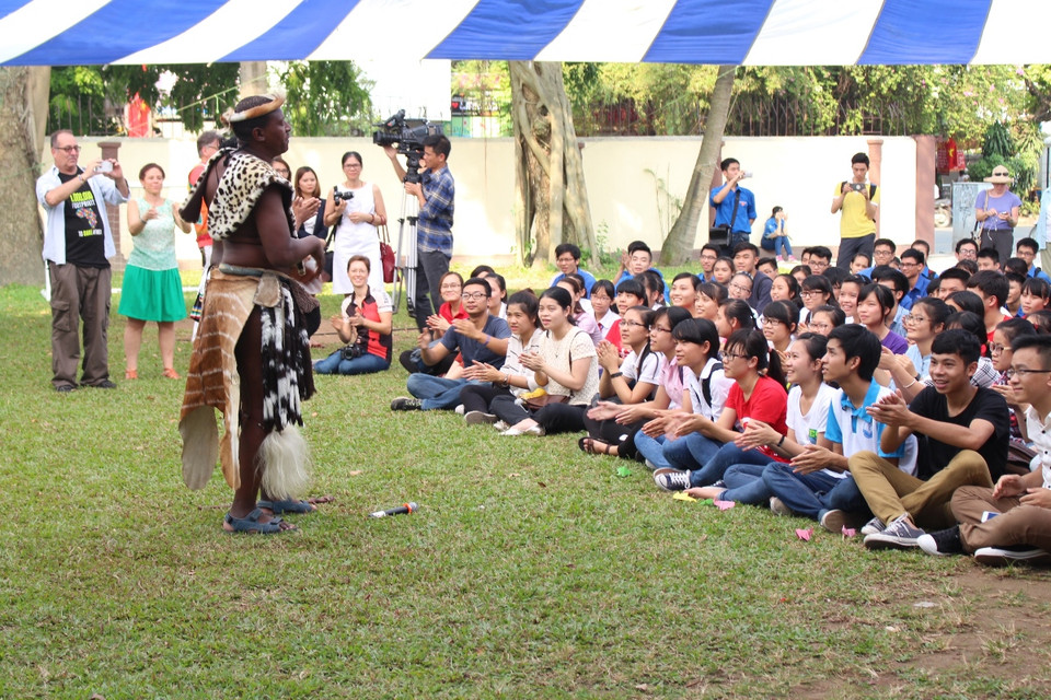 Các hoạt động kêu gọi bảo vệ tê giác tại chương trình. (Ảnh: Hùng Võ/Vietnam+)