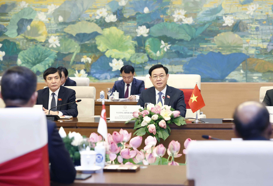 Chủ tịch Quốc hội Vương Đình Huệ phát biểu. (Ảnh: Doãn Tấn/TTXVN)