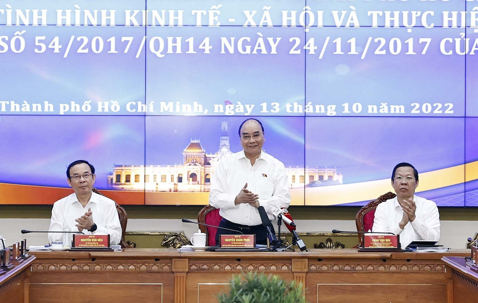 Chủ tịch nước Nguyễn Xuân Phúc chủ trì hội nghị. (Ảnh: Thống Nhất/TTXVN)