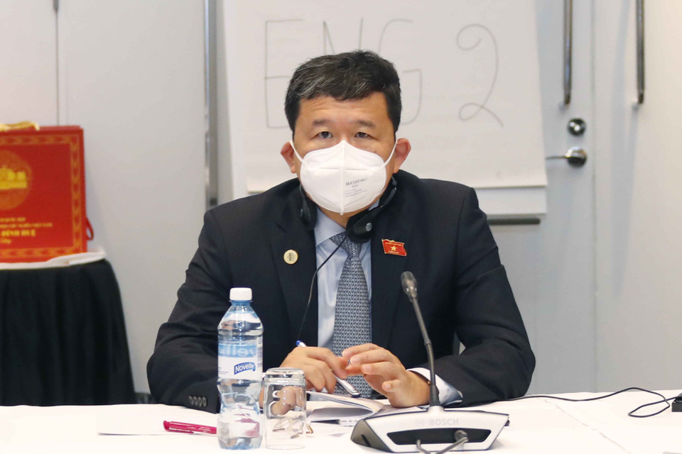 Chủ nhiệm Ủy ban Đối ngoại của Quốc hội Vũ Hải Hà tham dự tọa đàm. (Ảnh: Doãn Tấn/TTXVN)