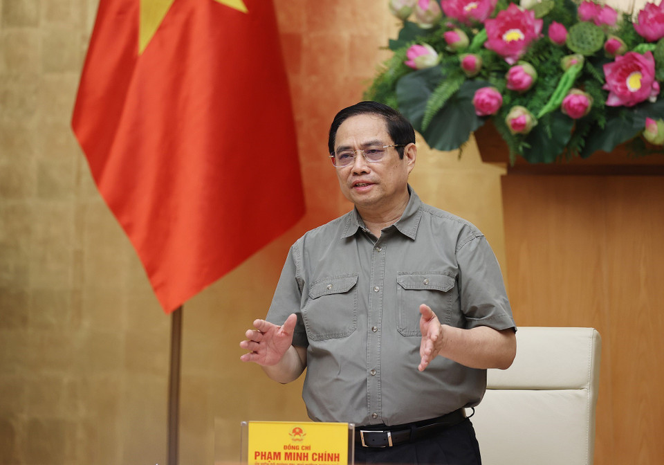 Thủ tướng Phạm Minh Chính chủ trì cuộc họp. (Ảnh: Dương Giang/TTXVN)