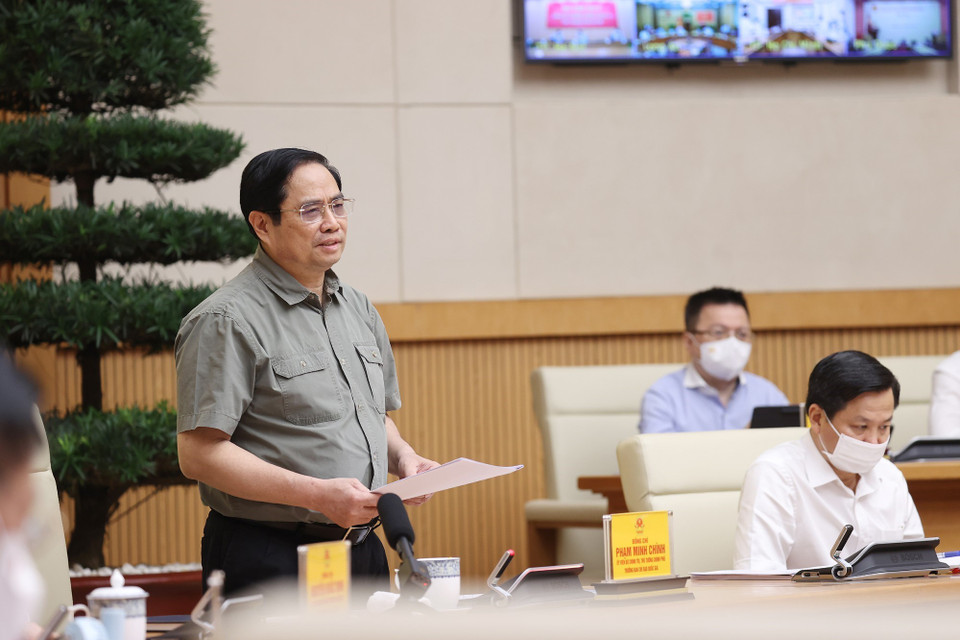 Thủ tướng Phạm Minh Chính phát biểu kết luận cuộc họp. (Ảnh: Dương Giang/TTXVN)