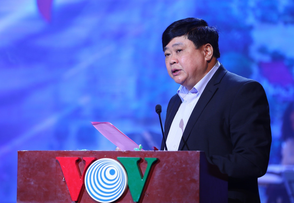 Ủy viên Ban chấp hành Trung ương Đảng, Tổng Giám đốc Đài Tiếng nói Việt Nam Nguyễn Thế Kỷ phát biểu tại chương trình. (Ảnh: Thành Đạt/TTXVN)