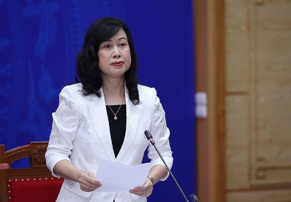 Quyền Bộ trưởng Bộ Y tế Đào Hồng Lan điều hành thảo luận. (Ảnh: Dương Giang/TTXVN)