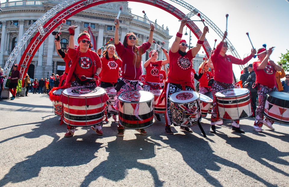 Tuần hành nhân Ngày Quốc tế Lao động ở Vienna, Áo ngày 1/5/2019. (Ảnh: THX/TTXVN