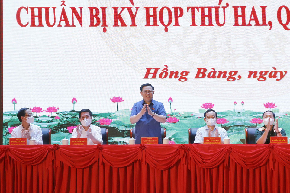 Chủ tịch Quốc hội tại buổi làm việc. (Ảnh: Doãn Tấn/TTXVN)