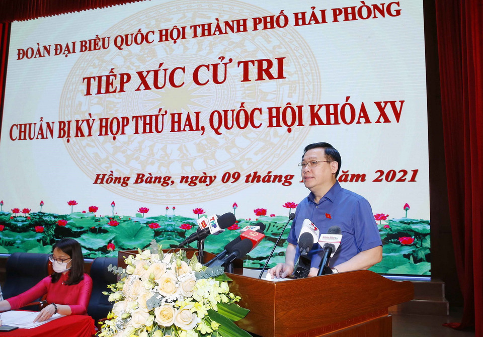 Chủ tịch Quốc hội Vương Đình Huệ phát biểu. (Ảnh: Doãn Tấn/TTXVN)