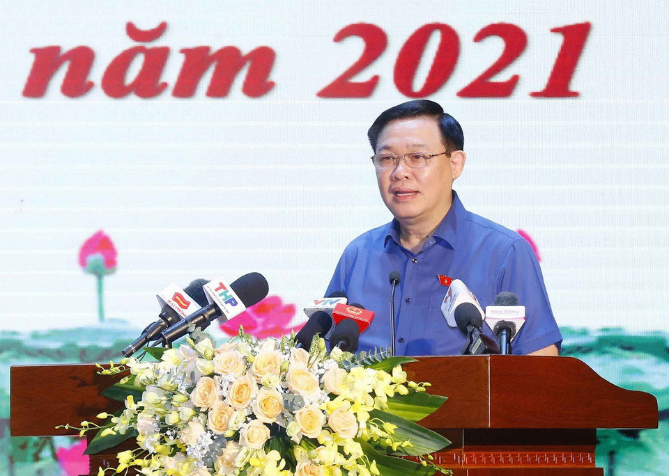 Chủ tịch Quốc hội Vương Đình Huệ phát biểu. (Ảnh: Doãn Tấn/TTXVN)